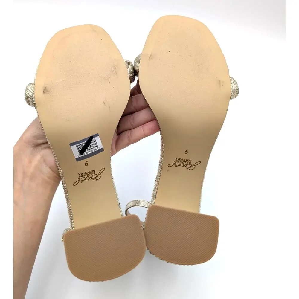 Jewel Badgley Mischka Shea Ankle Strap Sandals Champagne Gold Size US9 EU39.5 - Picture 5 of 10